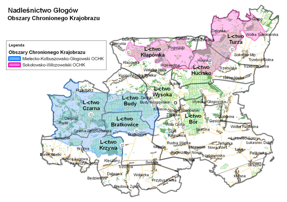 Lokalizacja obszarów chronionego krajobrazu